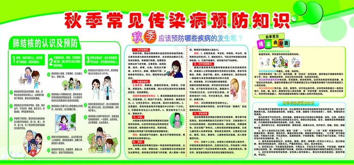 秋季常见传染病预防知识图片(210X297)cdr矢量模版下载