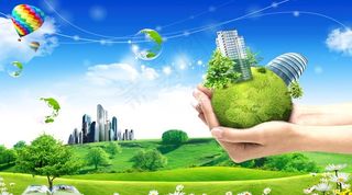 绿色环保环保背景手捧地球图片