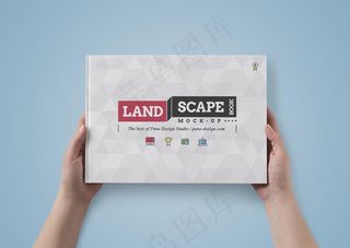 横向精装硬皮画册样机图片