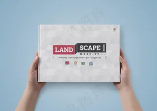 横向精装硬皮画册样机图片