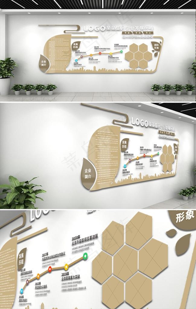 现代大气企业简介文化墙图片cdr矢量模版下载