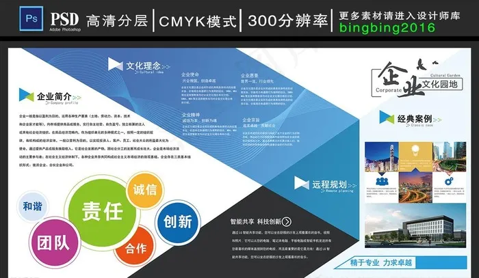 企业文化墙公司介绍宣传展板图片(7087X3543(DPI:300))psd模版下载