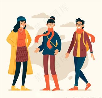 秋装青年人物插画图片