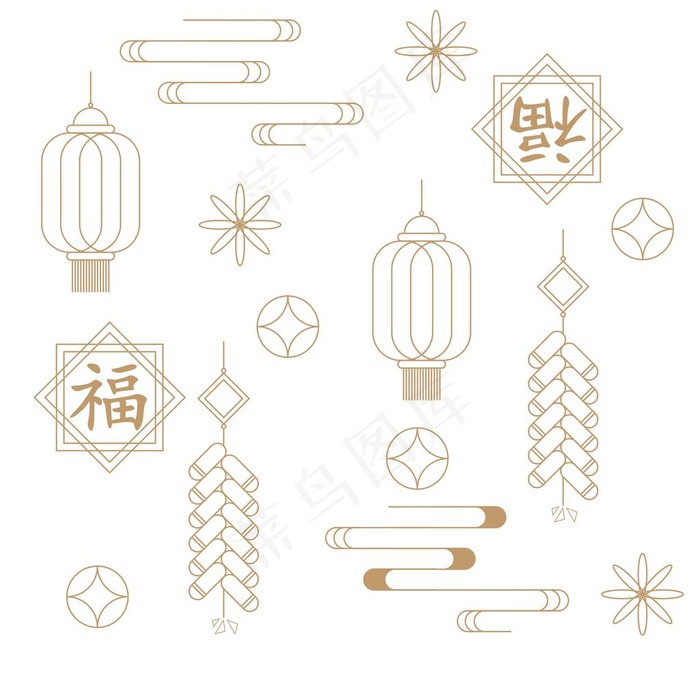 中国风祥云新年底纹图片ai矢量模版下载
