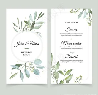 精致水彩手绘花卉婚礼请帖图片