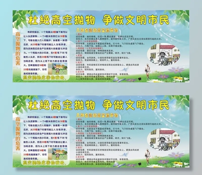 杜绝高空抛物宣传栏图片cdr矢量模版下载