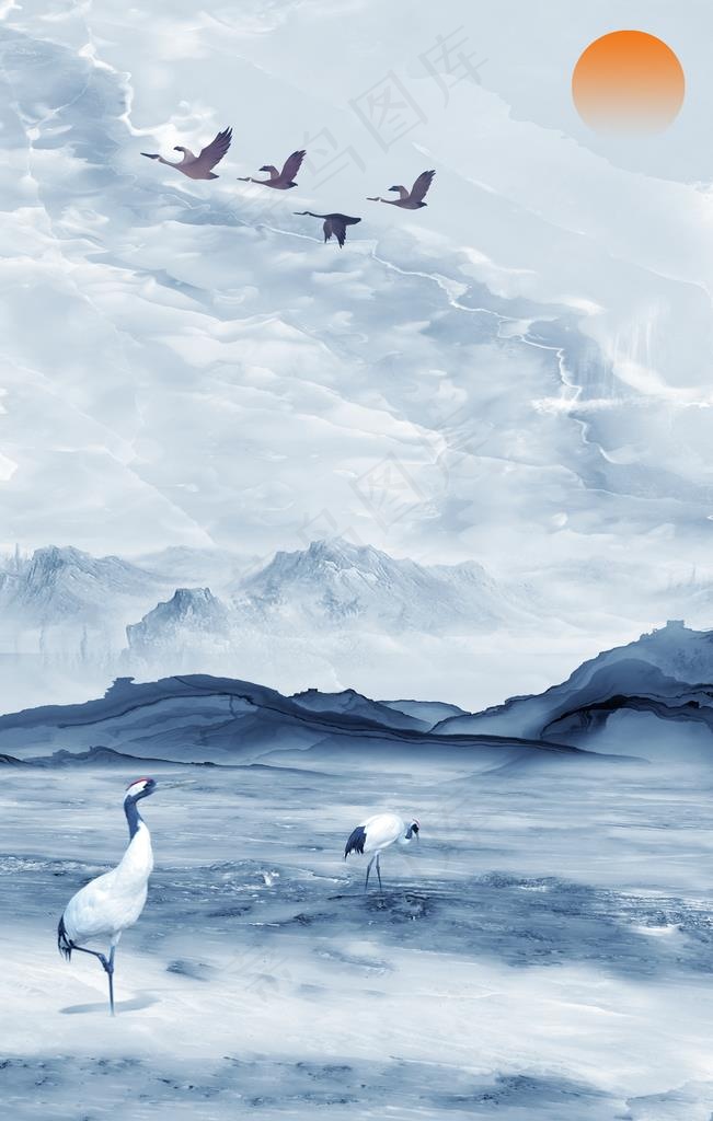 新中式海报背景图片(3545X5315(DPI:150))psd模版下载
