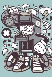 卡通人物漫画T恤印花矢量图片