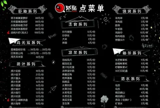 时尚黑色简洁清新菜单图片