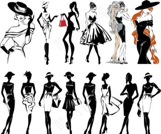 手绘美女模特图片