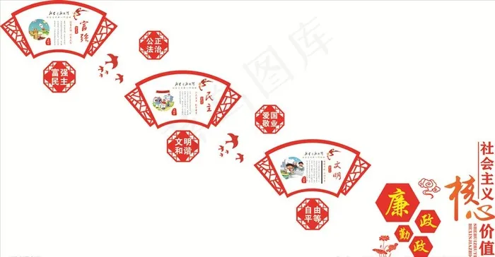 微立体UV雕刻楼道文化墙展板设图片cdr矢量模版下载