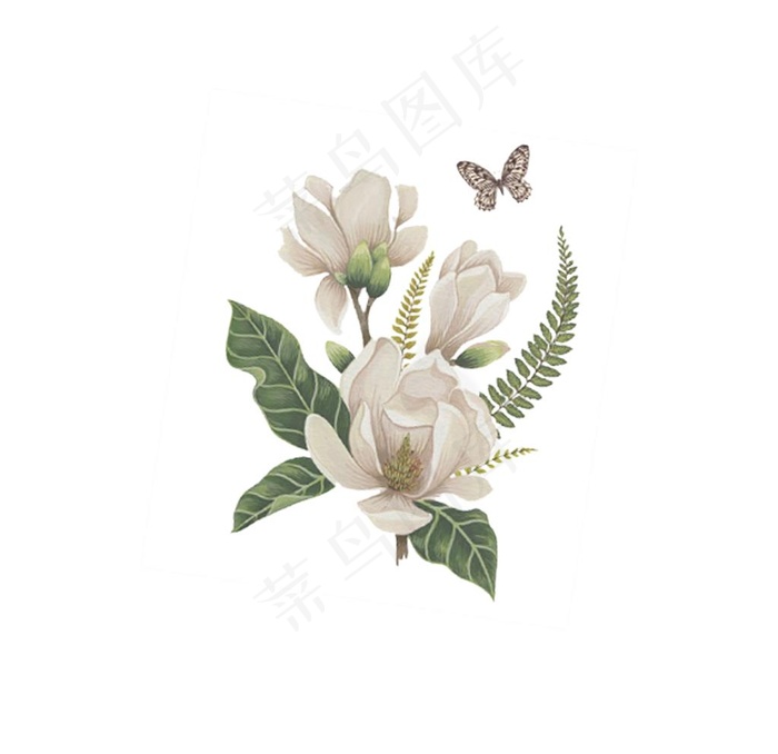 手绘花草 牡丹花园 元素素材图片