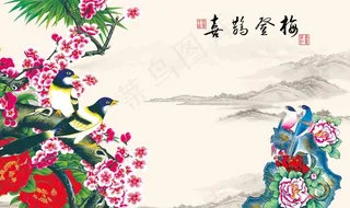 花鸟背景墙图片