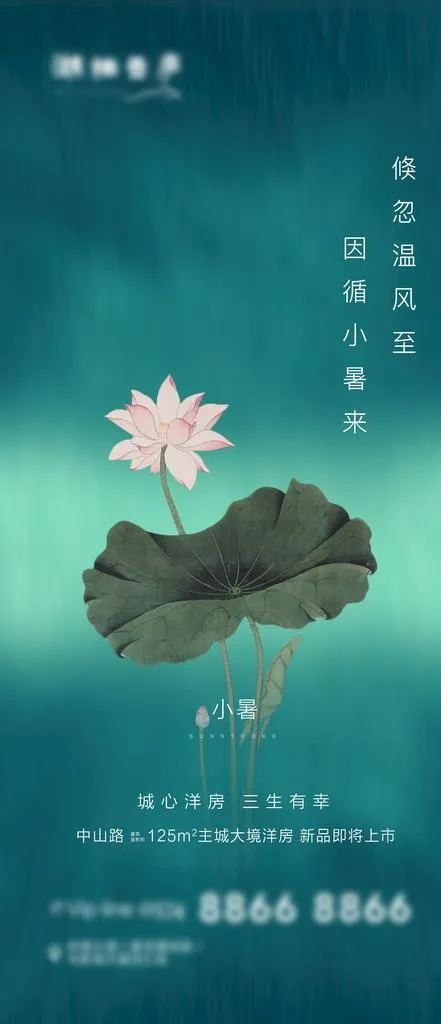 地产节气小暑质感海报图片
