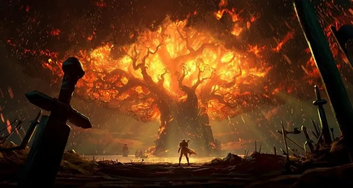 创意火焰树图片素材8k图片素材