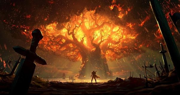 创意火焰树图片素材8k图片素材