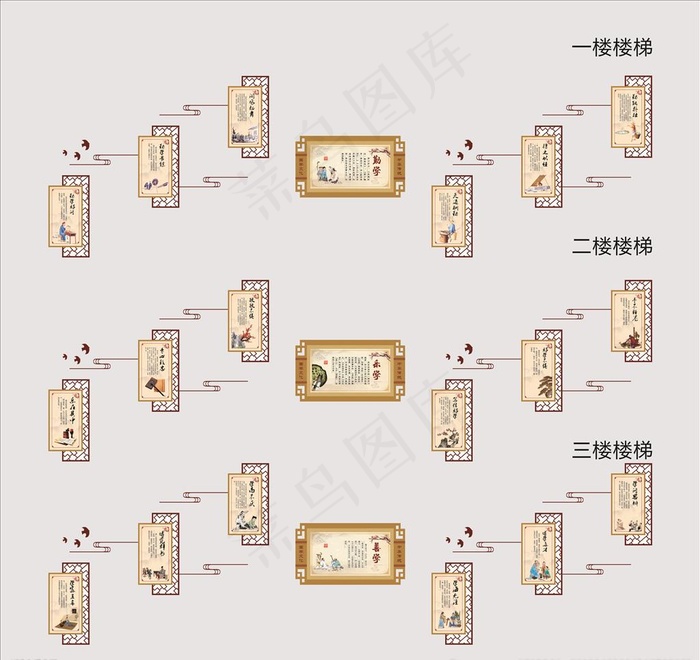 学校楼梯文化图片cdr矢量模版下载