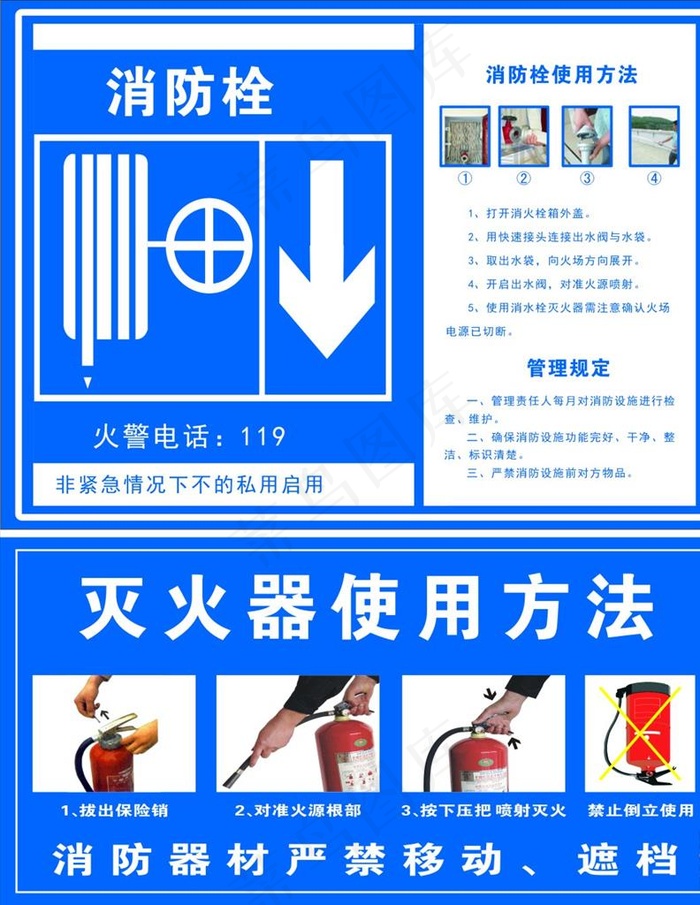 消防栓灭火器使用方法图片cdr矢量模版下载