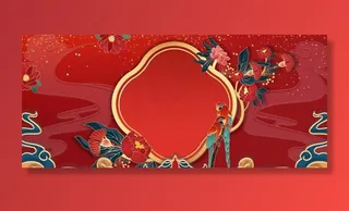 国潮浮雕红色创意背景合成图片