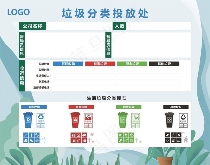 垃圾分类图片cdr矢量模版下载