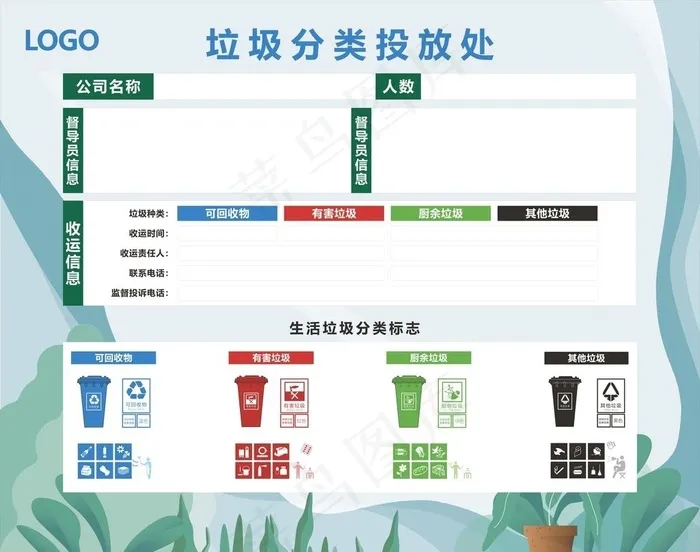 垃圾分类图片cdr矢量模版下载