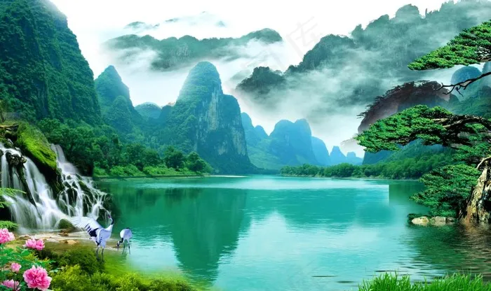 流水生财图片(9071X5669(DPI:72))psd模版下载