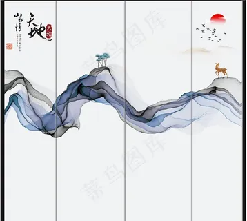 天地 山水情 麋鹿 太阳图片 天地 山水情 麋鹿 太阳图片