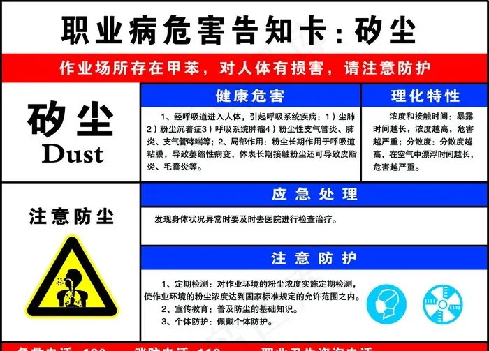 职业病危害告知卡：矽尘图片psd模版下载