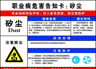职业病危害告知卡：矽尘图片