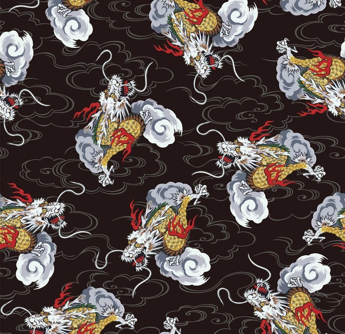 无缝印画 中国龙 龙印花图片eps,ai矢量模版下载
