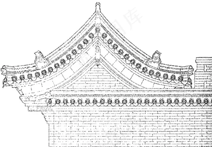 古建筑结构线稿图图片
