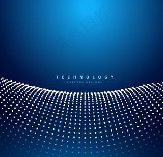 蓝色点状排列波浪科技背景图片