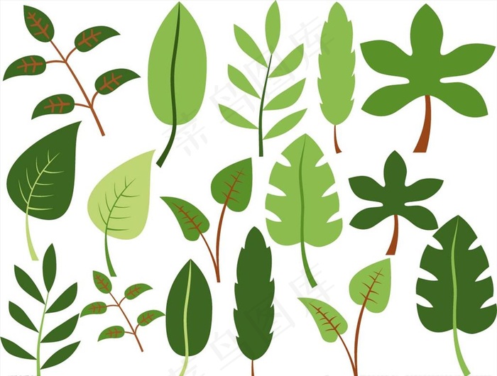 卡通绿色树叶素材图片