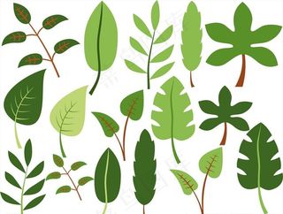 卡通绿色树叶素材图片