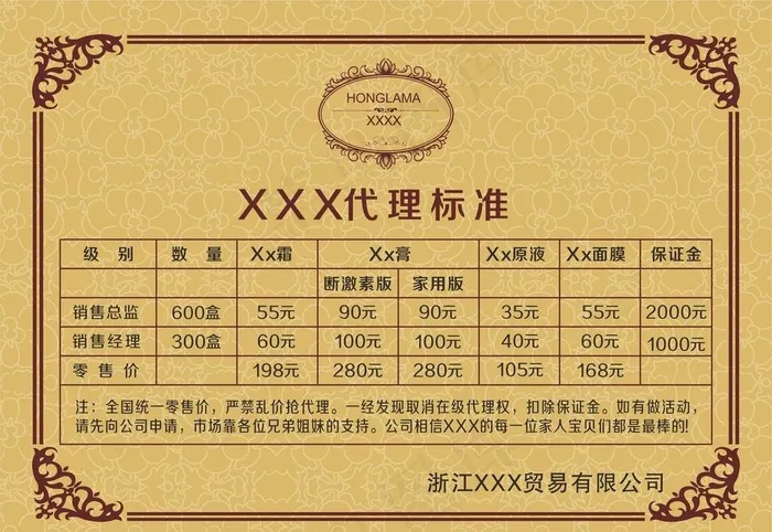 价目表图片cdr矢量模版下载