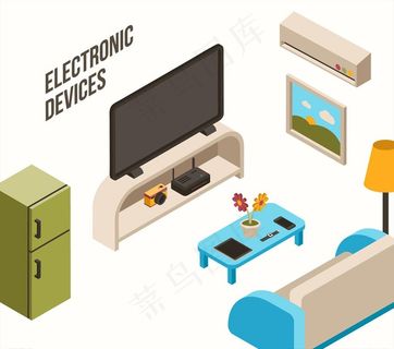 创意立体客厅家居设计矢量图图片