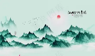 意境水墨电视背景墙图片