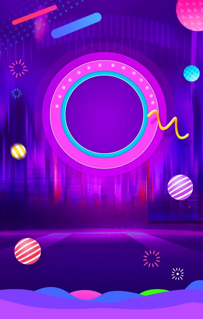 渐变促销立体圆环光线紫色背景图片