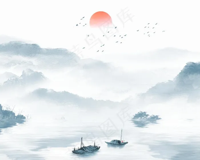 山水画图片(9449X7874(DPI:200))psd模版下载