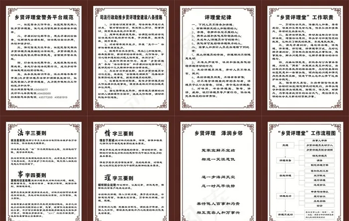 村 镇乡贤评理堂机制牌 制度牌图片cdr矢量模版下载
