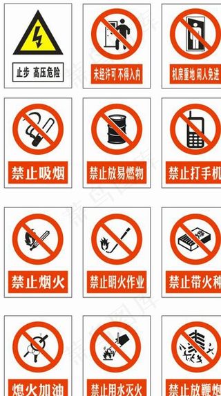 止步高压危险未经许机房重地标识图片