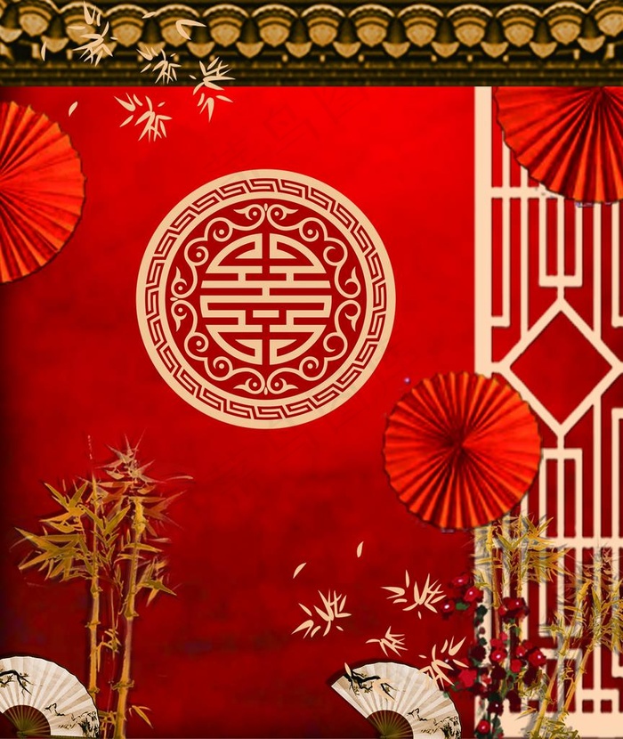 中式婚礼侧背景图片