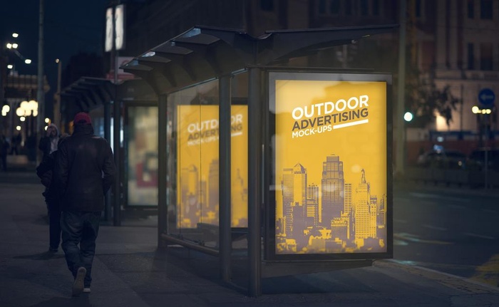 路边灯箱广告 展位样机图片