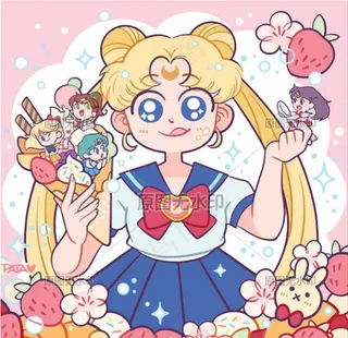 粉红长发美少女心儿童装玩偶插画图片