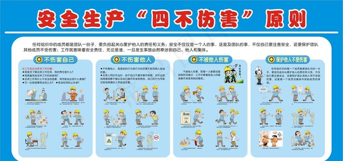 安全生产四不伤害原则展板图片
