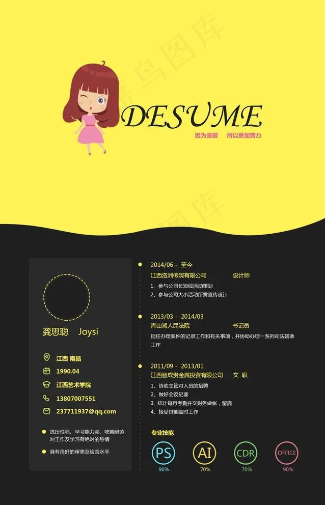 设计师简历图片psd模版下载