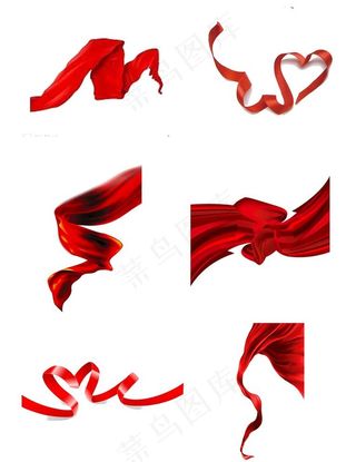 绸带红色漂浮丝绸喜庆图片