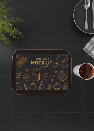 餐厅托盘样机图片