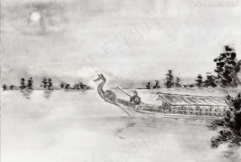 龙舟水墨画图片