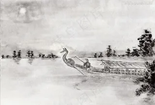 龙舟水墨画图片